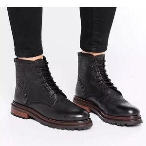 H by Hudson London Black Leather Combat Boot 40